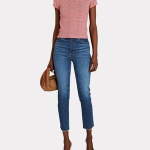RE/DONE 90s High Rise Ankle Crop Jean, Royal Fade, Size 30